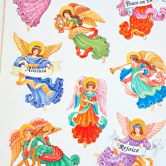 4 Page Lot of Vinyl Christmas Angel Stickers for Gifts Party Favors Scrapbooking - Picture 2 of 5